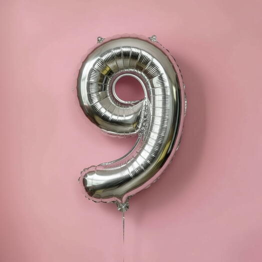 Шар цифра серебро «9»