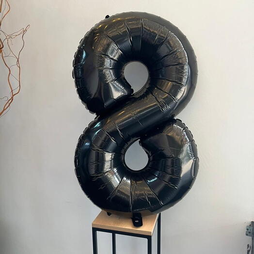 Шар фольга цифра 0,1,2,4,5,6,7,8,9 с гелием цвет черный