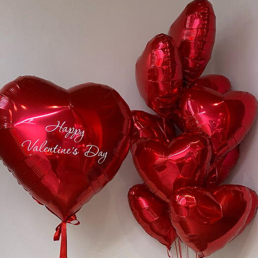 Шары сердца красные набор на День Святого Валентина
