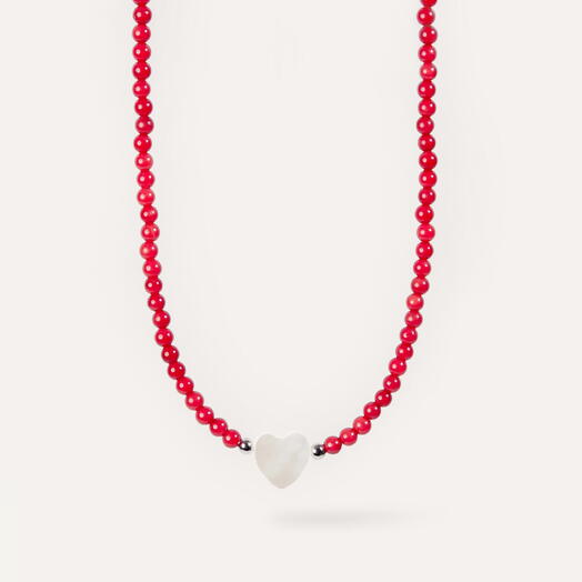 Чокер ожерелье Рута Красный коралл и Перламутр Rh+ 35 см (CHO1017)