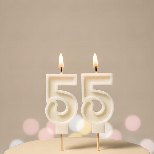 Свеча-цифра «55» молочная, 7 см, соевый воск, ручная работа