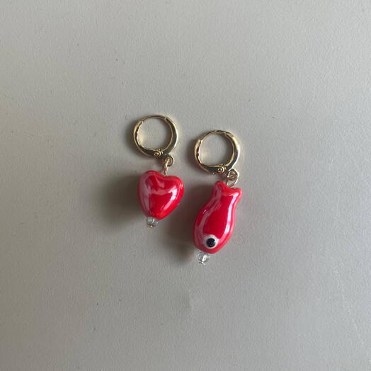 Серьги «Красный» из керамики