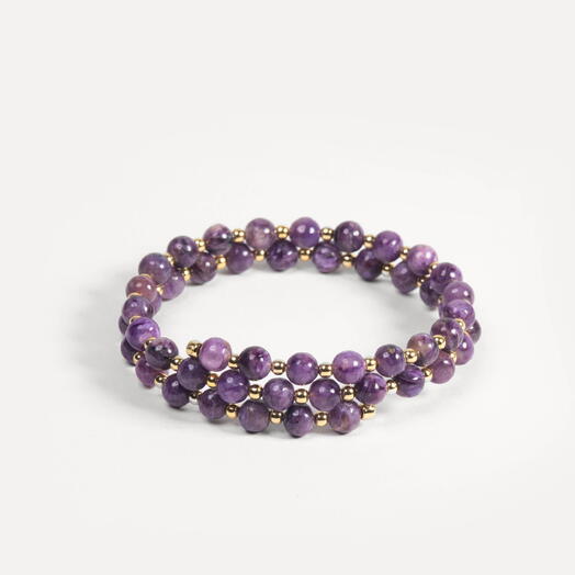 Браслет Самшит Чароит 14K 16 см (BRA1149)