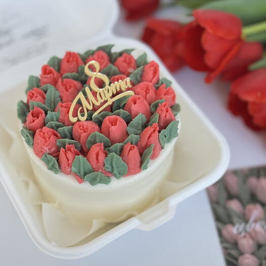 Бенто торт с тюльпанами 8 марта