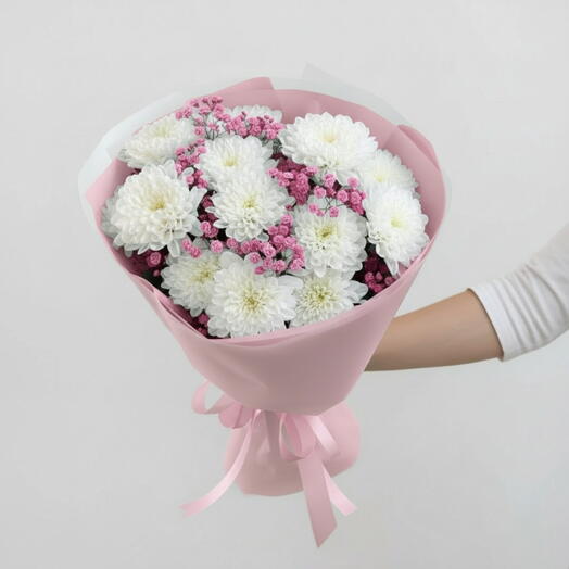 🌸 Букет из хризантем и гипсофилы🌸