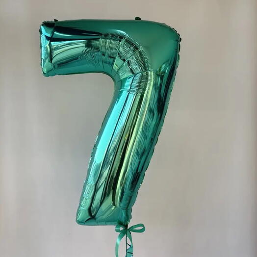 Шар цифра 7 (любой номер) бирюза с гелием