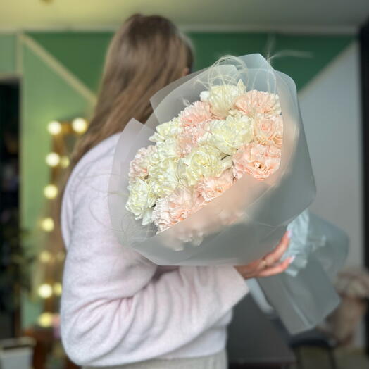 Букет из гвоздик и ковыля ( 15 )