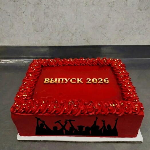 Торт на Выпускной 2026 Выпуск 2026 алый
