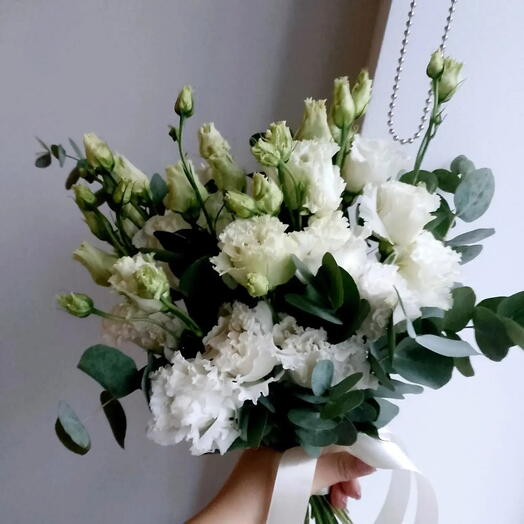 Ramo de flores de boda eustoma peonía y eucalipto, para novia y novio boutonniere como regalo