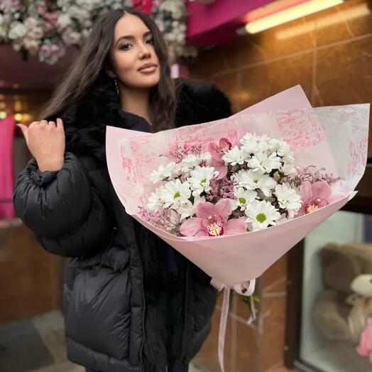 Букет в стиле «Диор» с Орхидеями