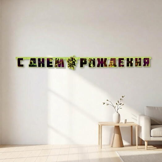 Гирлянда-буквы «С Днем Рождения. Черепашки-Ниндзя», 206 см
