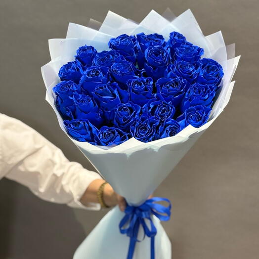 Синяя роза 25 штук