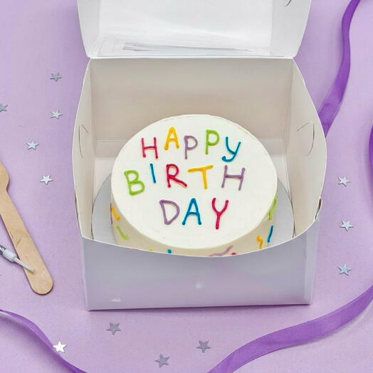 Бенто торт Happy Birthday с разноцветными буквами на День рождения