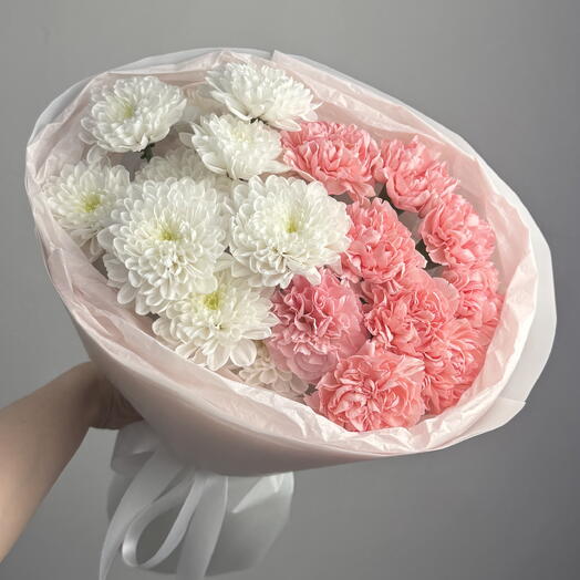 Букет хризантем с диантусами🌸