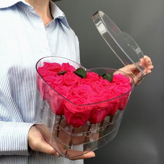 Сердце с розовыми розами (стабилизированные)