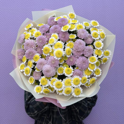 Букет 💐 из хризантем Сантини яркий микс