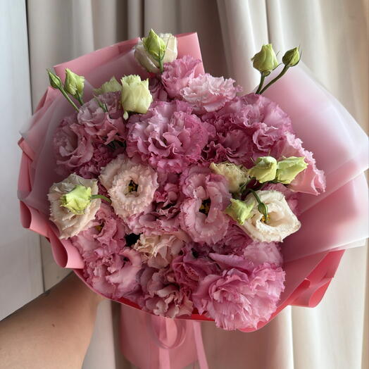 Букет из махровой розовой эустомы🌸