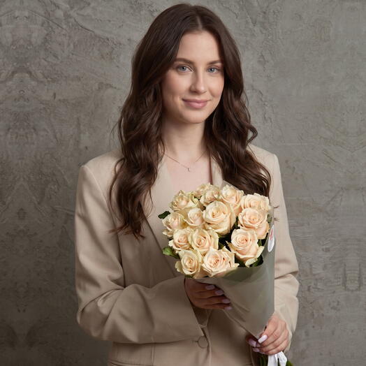 Talea bouquet of cream roses, 15 pcs., 50 cm (Florentika)