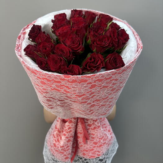 Акция‼️ Букет кружево ♥️ 25 бордовых роз 🌹