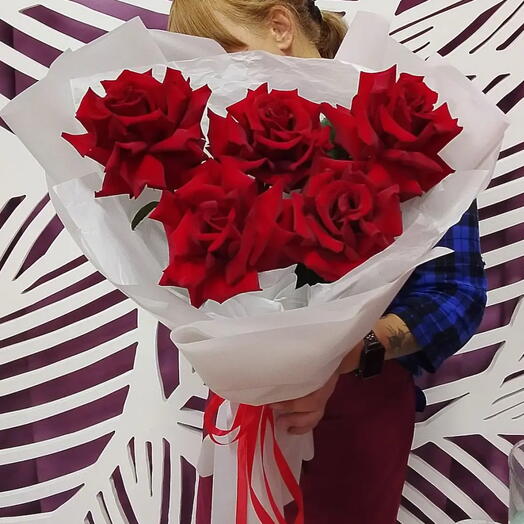 Моно букет«Бархат розы»🌹с бордовой французской розой