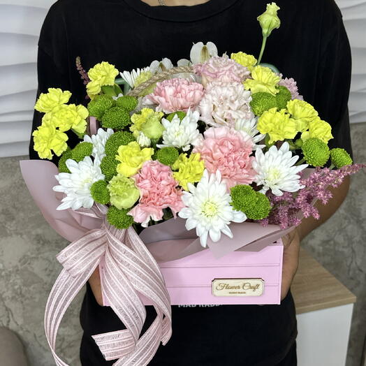 Композиция микс в деревянном ящике🌸