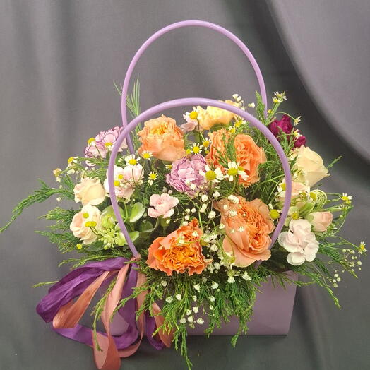 Сиреневая сумка с рыжими розами💐