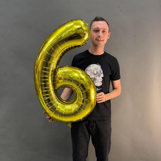 Шар цифра золото 6