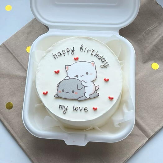 Бенто-торт с котиками happy birthday my love
