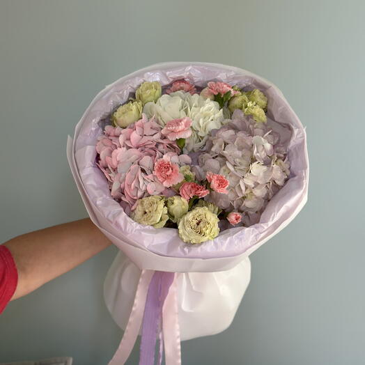 3 кустовых диантуса, 3 кустовая роза, 3 гортензии