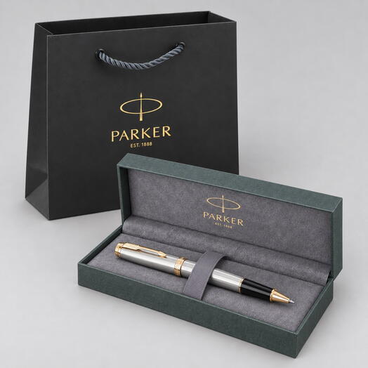 Ручка роллер Parker Sonnet Stainless Steel GT подарок коллеге, руководителю, мужчине, женщине