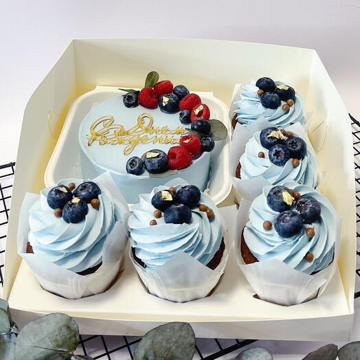 Bento cake and cupcakes Happy birthday