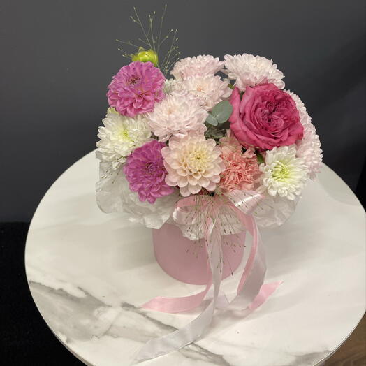 Коробочка с розой и хризантемой 🌸