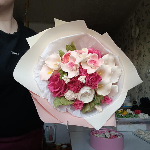 Зефирные цветы букет 10 с каллами