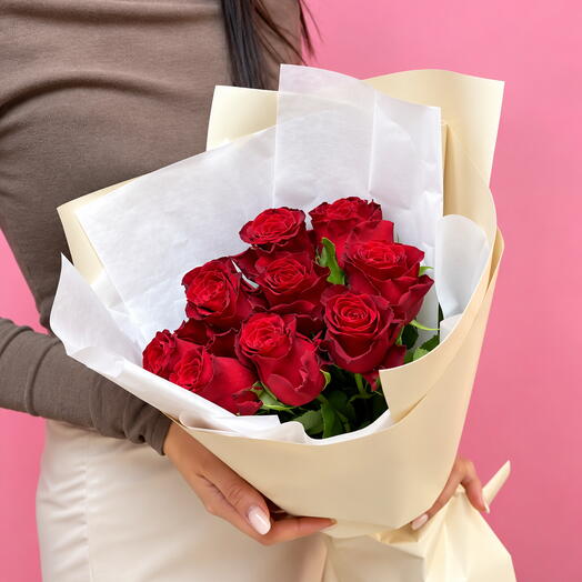 Букет из 9 красных кенийских роз 🌹