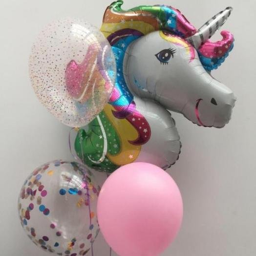 Confetti balloons and a unicorn
