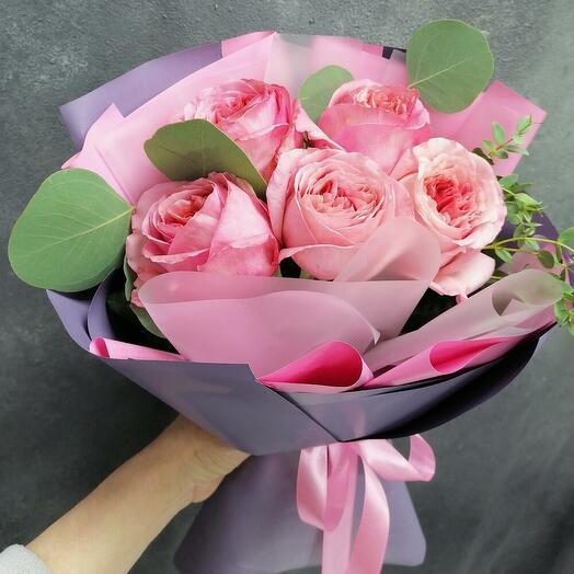 5 пионовидных роз  Pink o hara