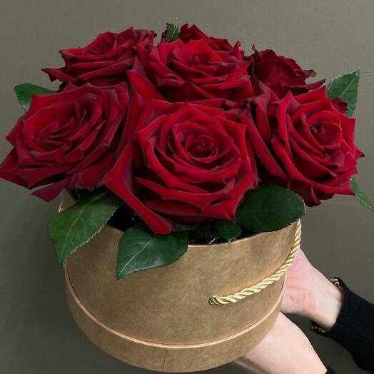 Red roses in a box