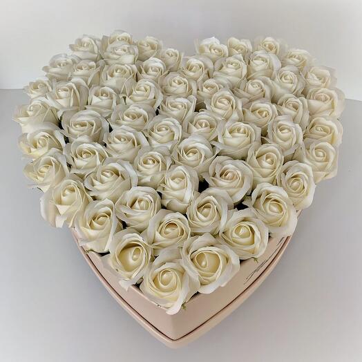 101 White Roses | Light Pink Box "Heart"