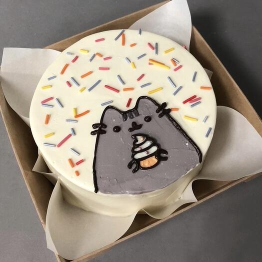 Bento cake "Cat Pushin Happy birthday"