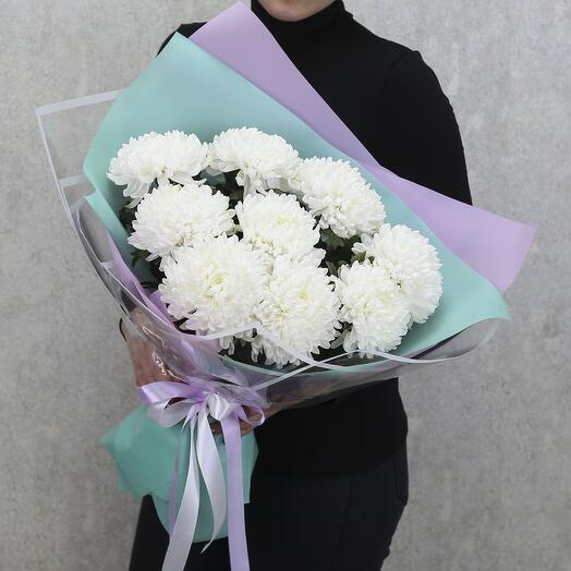 Bouquet of 9 white chrysanthemums Deca "Chloe"