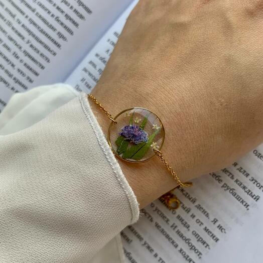 Браслет-круг золотой с лесной композицией