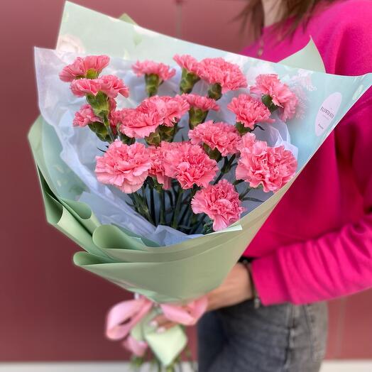 Моно розовых  гвоздик 21шт