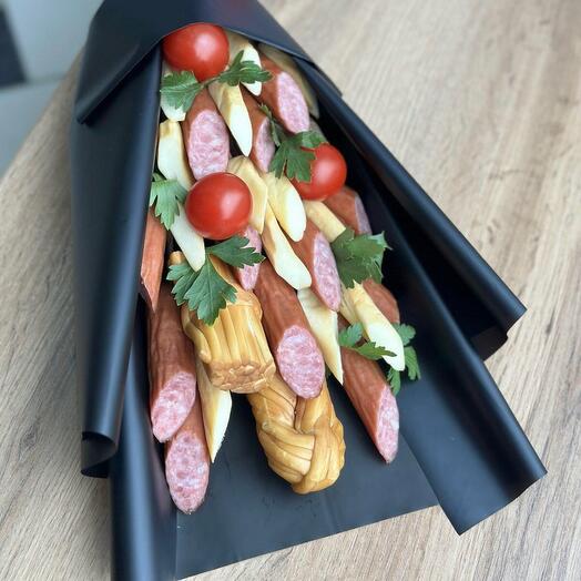 Мужской вкусный колбасный букет, бюджетный подарок мужчине