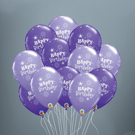 15 Purple Birthday Sparkle Balloons