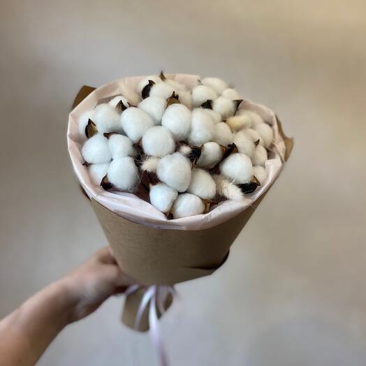 Букет сухоцвет, хлопок и лагурус