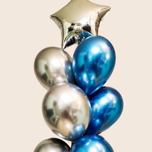 Blue and silver balloons