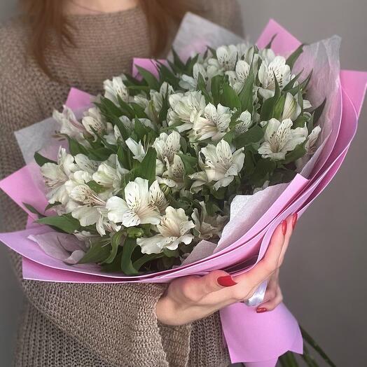 Альстромерия белая 17 шт в упаковке