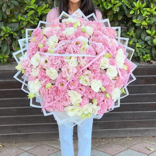 Pink and white lisianthus bouquet