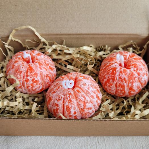 Ароматизированная свеча мандаринка (набор из трех штук)