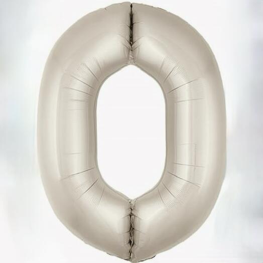 Фольгированный воздушный гелиевый шар цифра 0 крем 102 см (40 дюймов) для украшения праздника и дня рождения